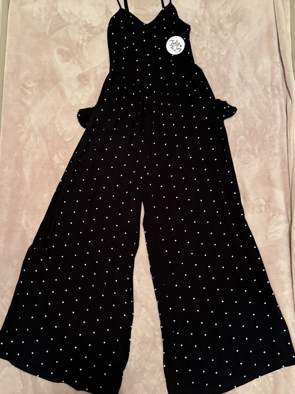 Jolie & Joy Black Polka Dot Wide-Leg Jumpsuit NWT